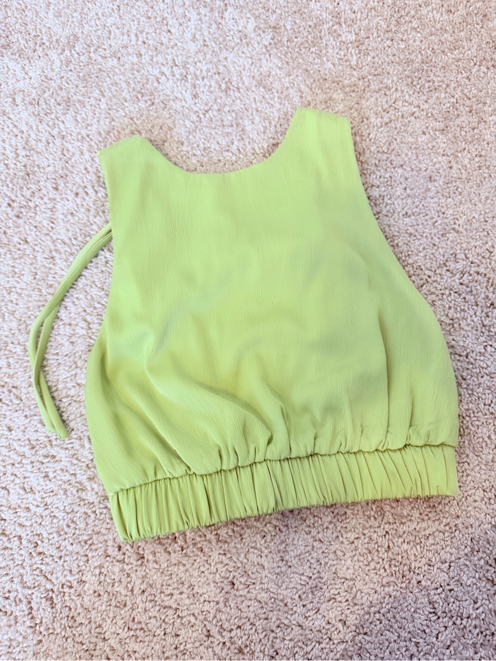 Lulu's Neon Lime Gathered Hem Crop Tank